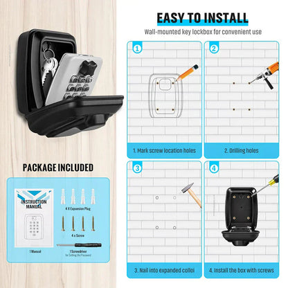 Davy | Waterproof Wall-Mounted Key Box – Outdoor Lockable Key Storage with Combination Code