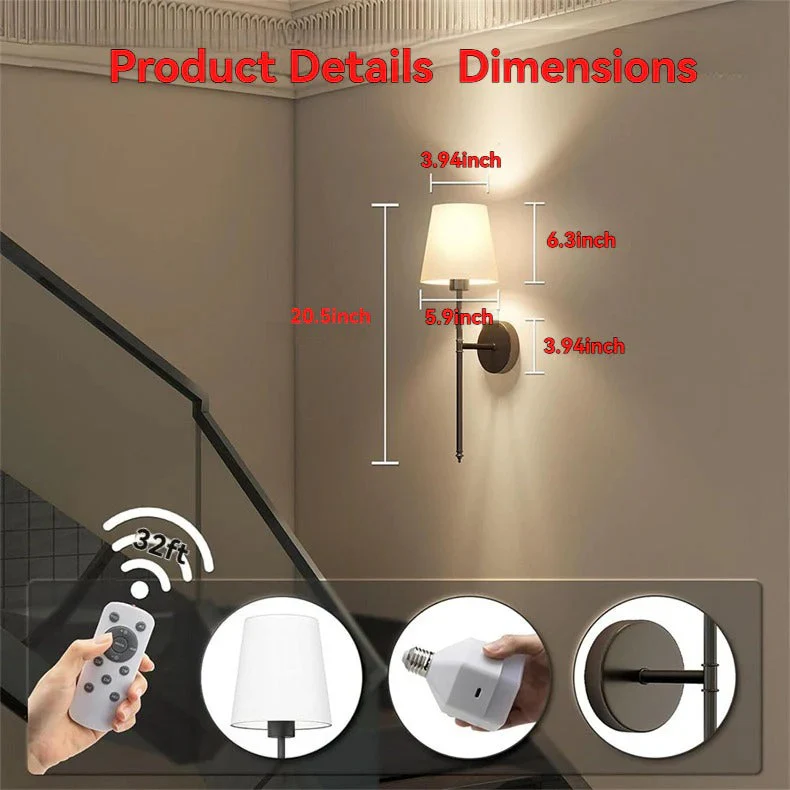 Davy | Wireless Wall Lamps, Pack of 2