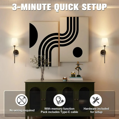 Davy | Wireless Wall Lamps, Pack of 2