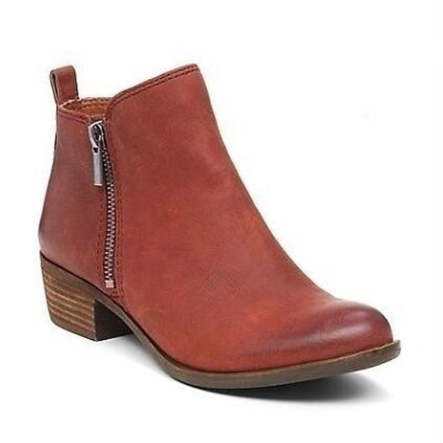 Women's Vintage Side-Zip Heeled Ankle Boots