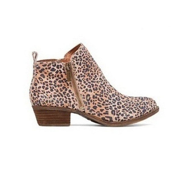 Women's Vintage Side-Zip Heeled Ankle Boots