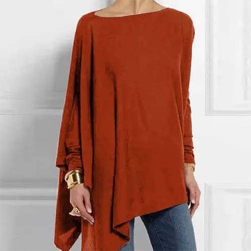 Asymmetrical Drape Long Sleeve Top