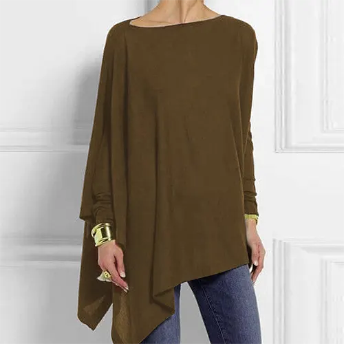 Asymmetrical Drape Long Sleeve Top