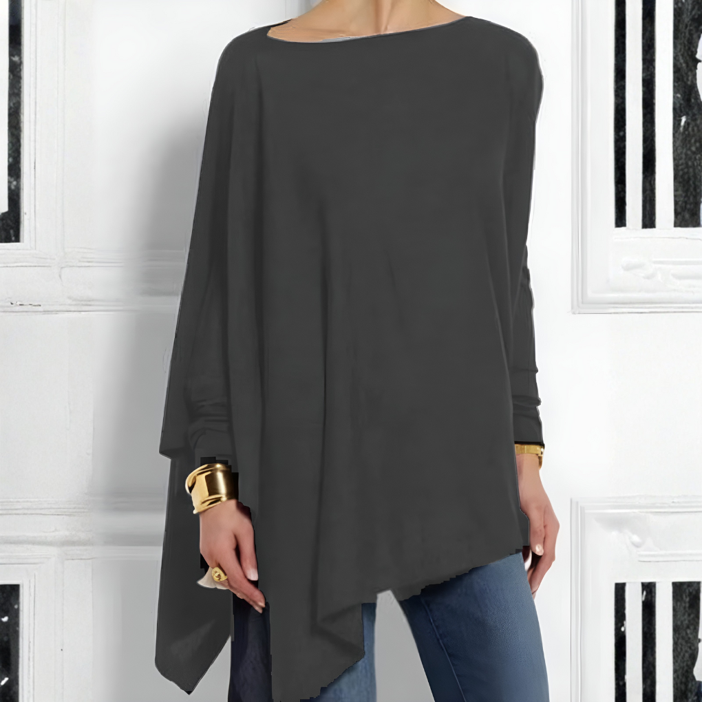 Asymmetrical Drape Long Sleeve Top