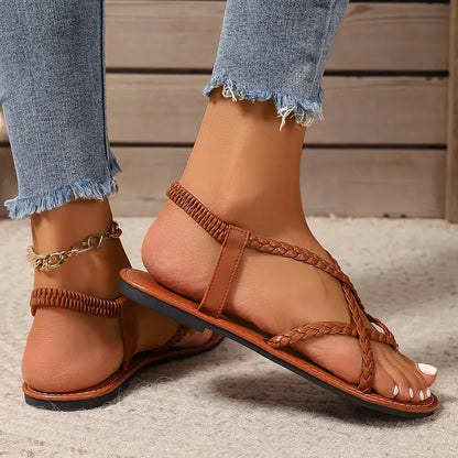 Women's Braided Strap Flat Sandals for All-Day Comfort