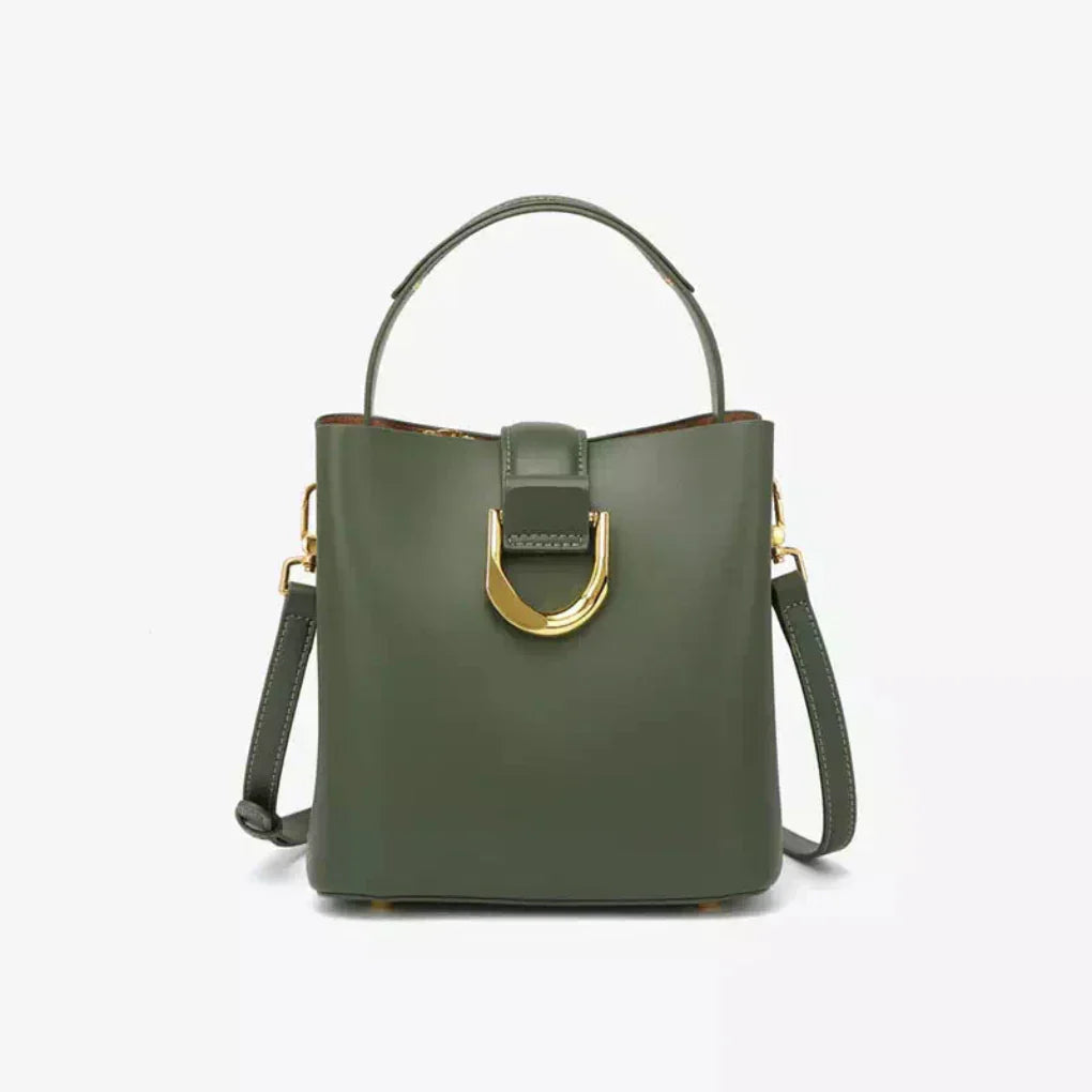 Davy | Women's Bucket Handbag with Gold Buckle Detail