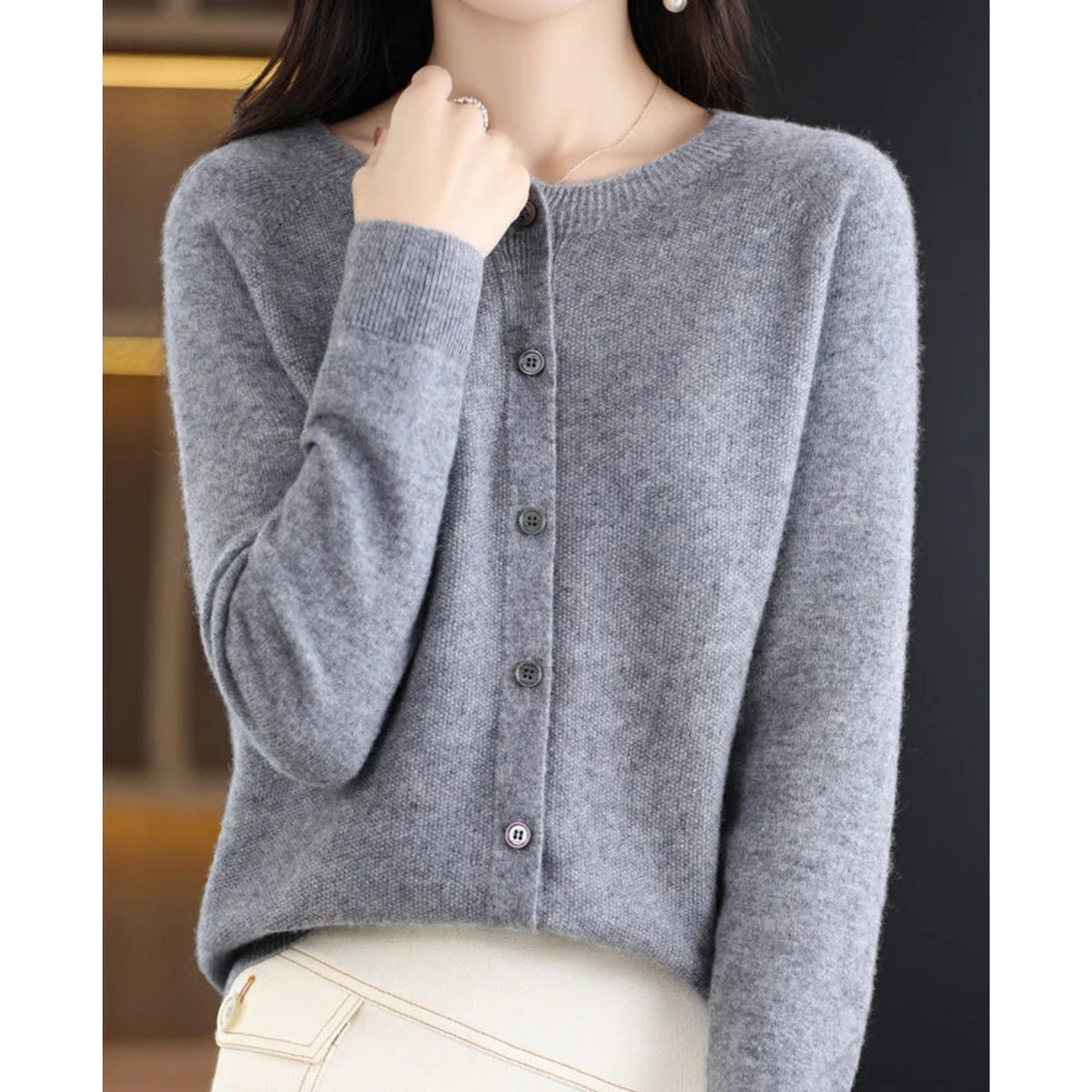 Cozy Merino Cashmere Blend Button Cardigan