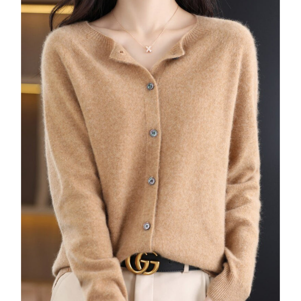 Cozy Merino Cashmere Blend Button Cardigan
