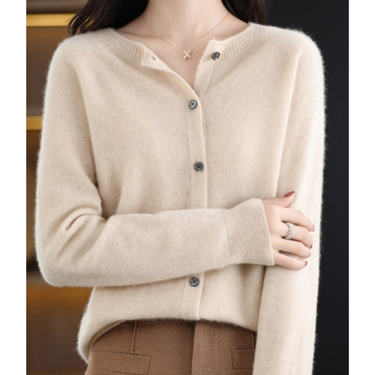 Cozy Merino Cashmere Blend Button Cardigan