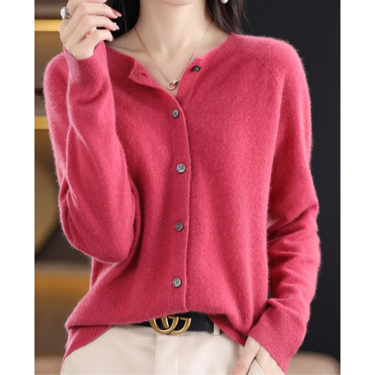 Cozy Merino Cashmere Blend Button Cardigan