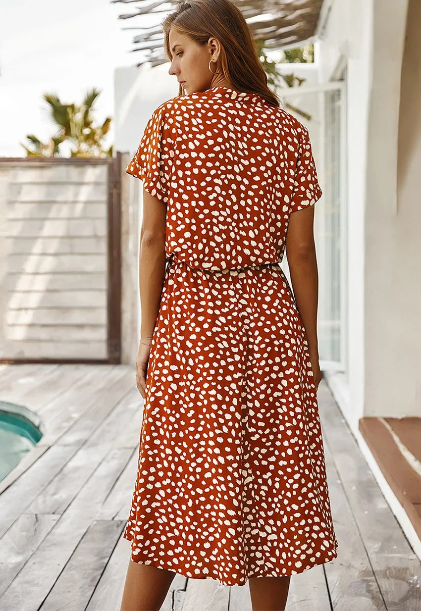Women's Breezy Dot Print Midi Dress