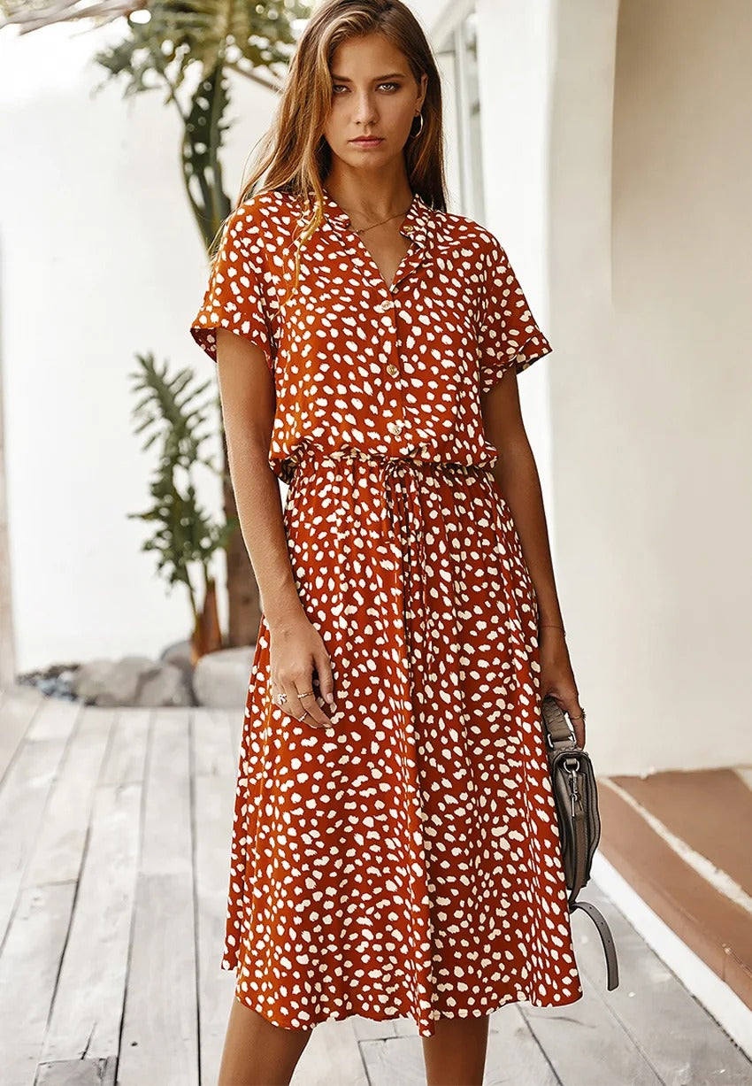 Women's Breezy Dot Print Midi Dress