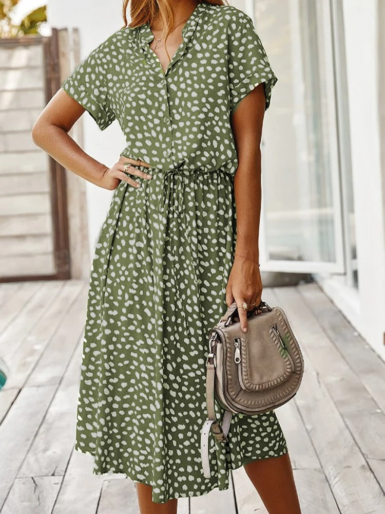 Women's Breezy Dot Print Midi Dress