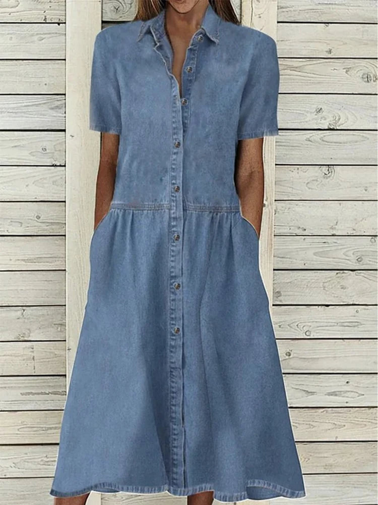 Casual Button-Front Midi Dress