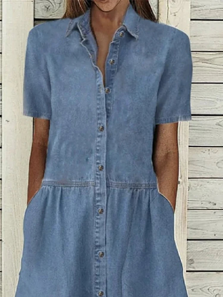 Casual Button-Front Midi Dress