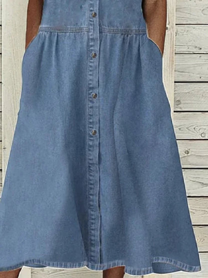 Casual Button-Front Midi Dress