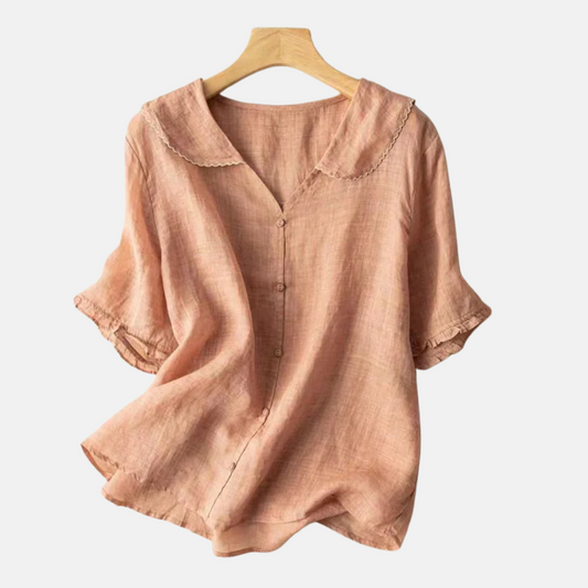 Women's Vintage Doll Collar Button Shirt