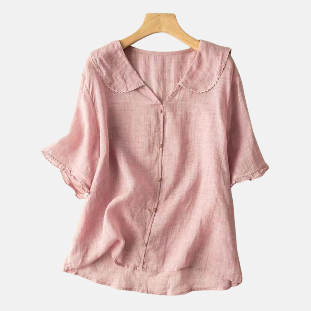 Women's Vintage Doll Collar Button Shirt