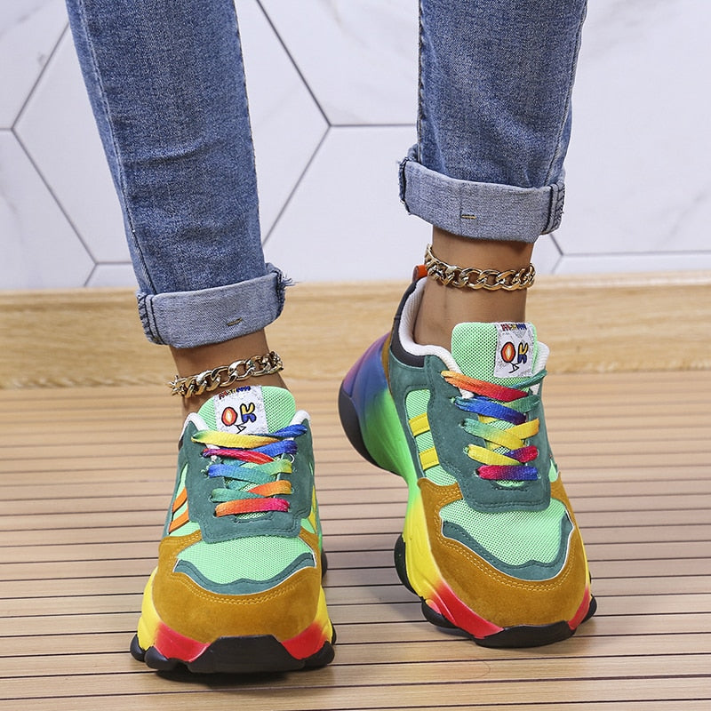 Women's Vibrant Lace-Up Casual Sneakers