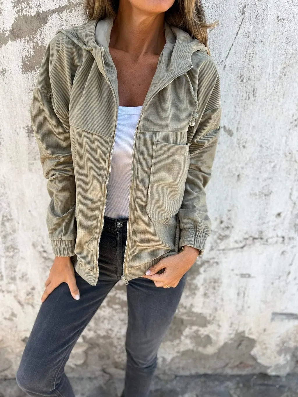Cozy Corduroy Hooded Jacket
