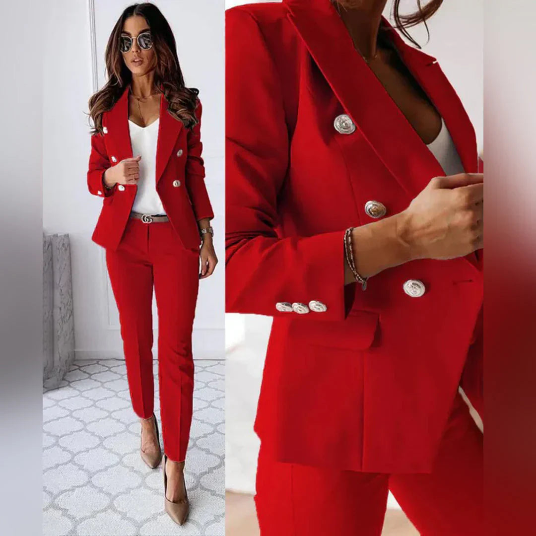 Women's Polished Double-Breasted Pant Suit