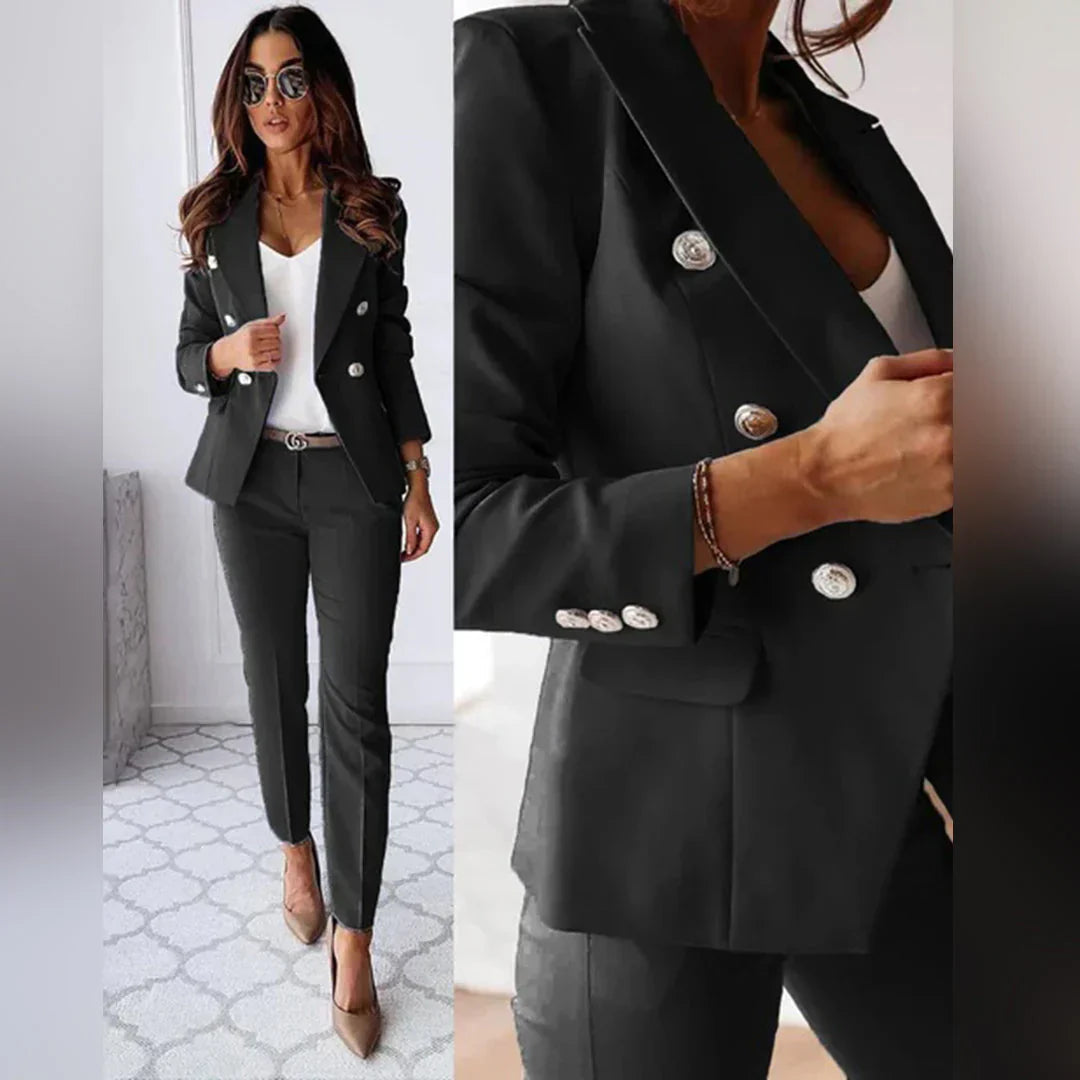 Women's Polished Double-Breasted Pant Suit