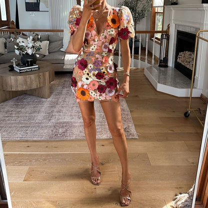 Women's Embroidered Floral Mini Dress