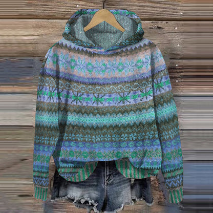 Cozy Fair Isle Knit Hoodie