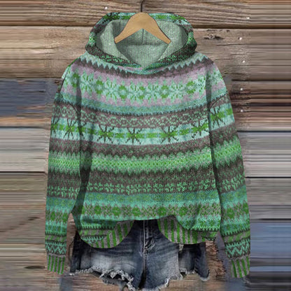 Cozy Fair Isle Knit Hoodie