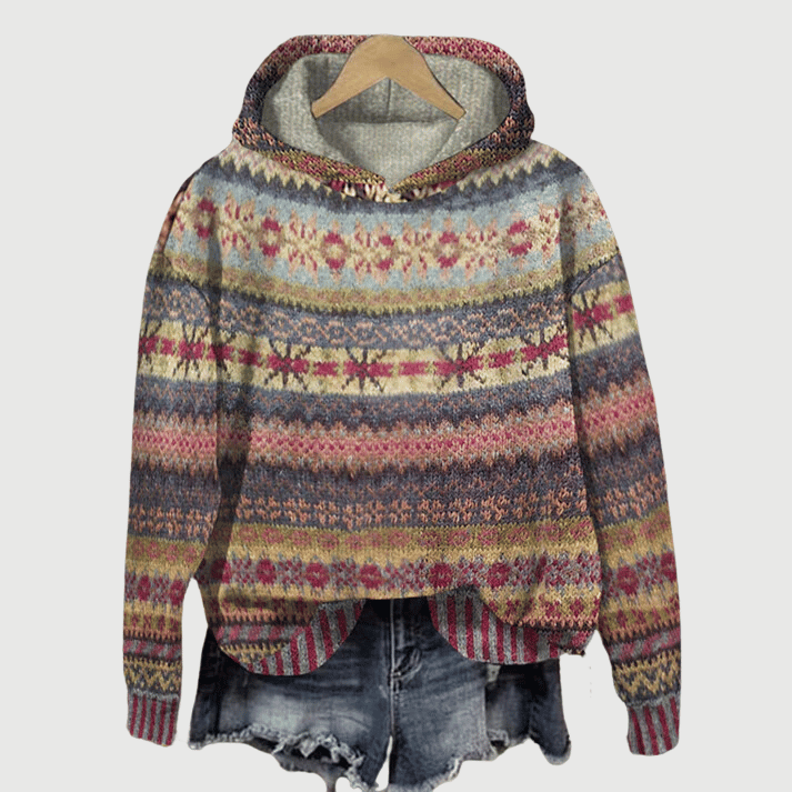 Cozy Fair Isle Knit Hoodie