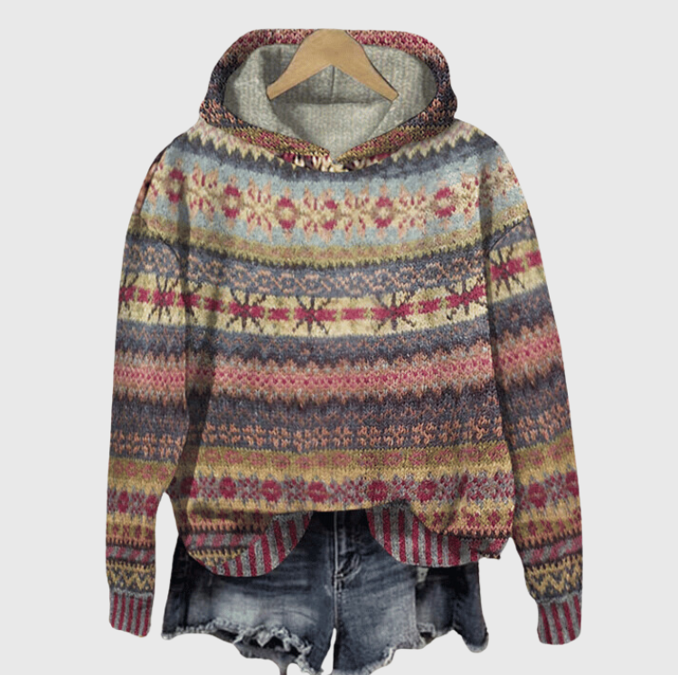 Cozy Fair Isle Knit Hoodie