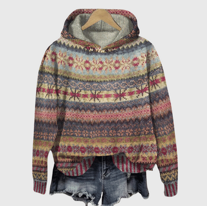 Cozy Fair Isle Knit Hoodie