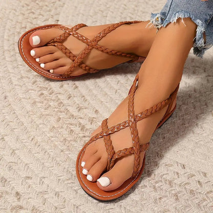 Comfortable Braided Strap Flat Sandals