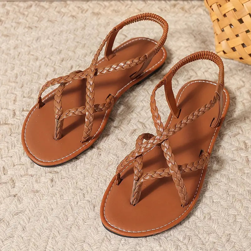 Comfortable Braided Strap Flat Sandals