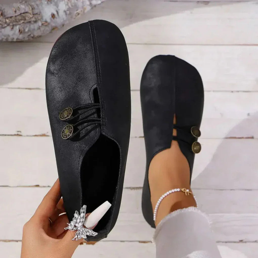 Comfortable Button Detail Loafer Flats