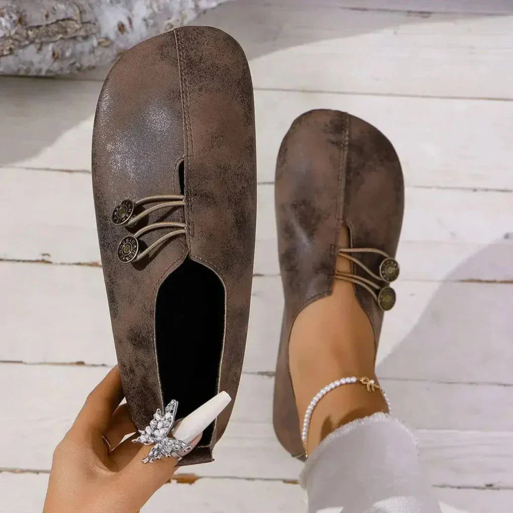 Comfortable Button Detail Loafer Flats