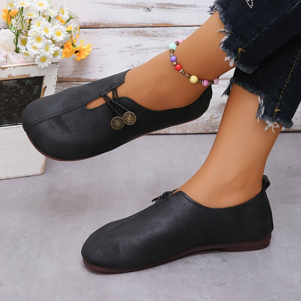 Comfortable Button Detail Loafer Flats