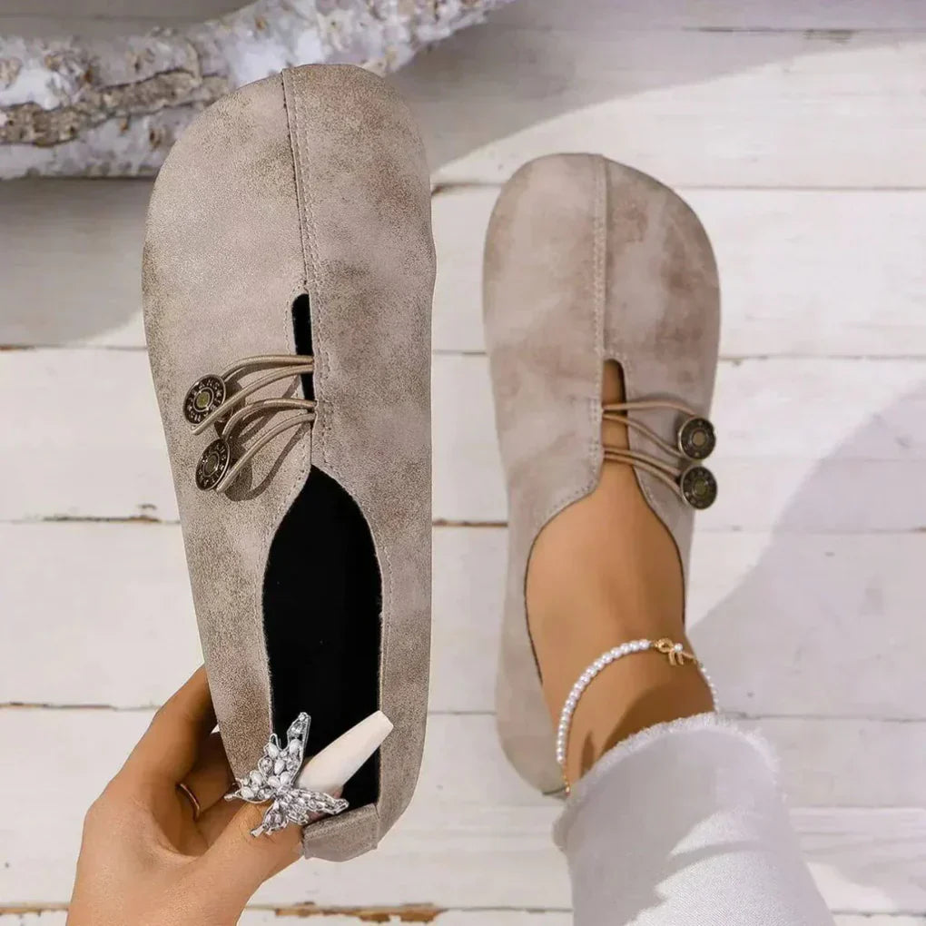 Comfortable Button Detail Loafer Flats
