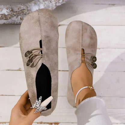 Comfortable Button Detail Loafer Flats