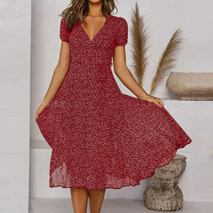 Women's Floral V-Neck Midi Dress