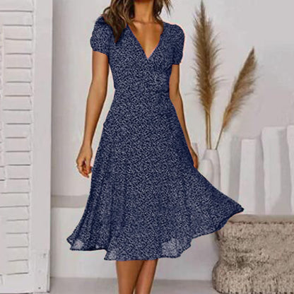 Women's Floral V-Neck Midi Dress