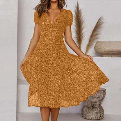 Women's Floral V-Neck Midi Dress