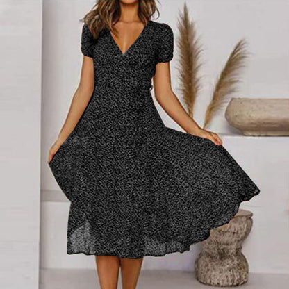 Women's Floral V-Neck Midi Dress