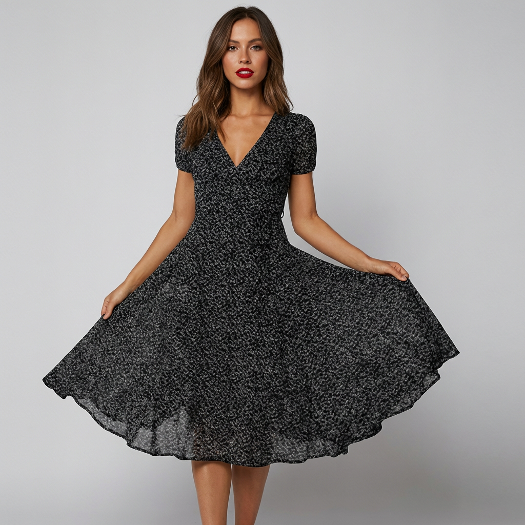 Women's Floral V-Neck Midi Dress