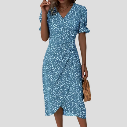 Women's Floral Wrap Midi Dress