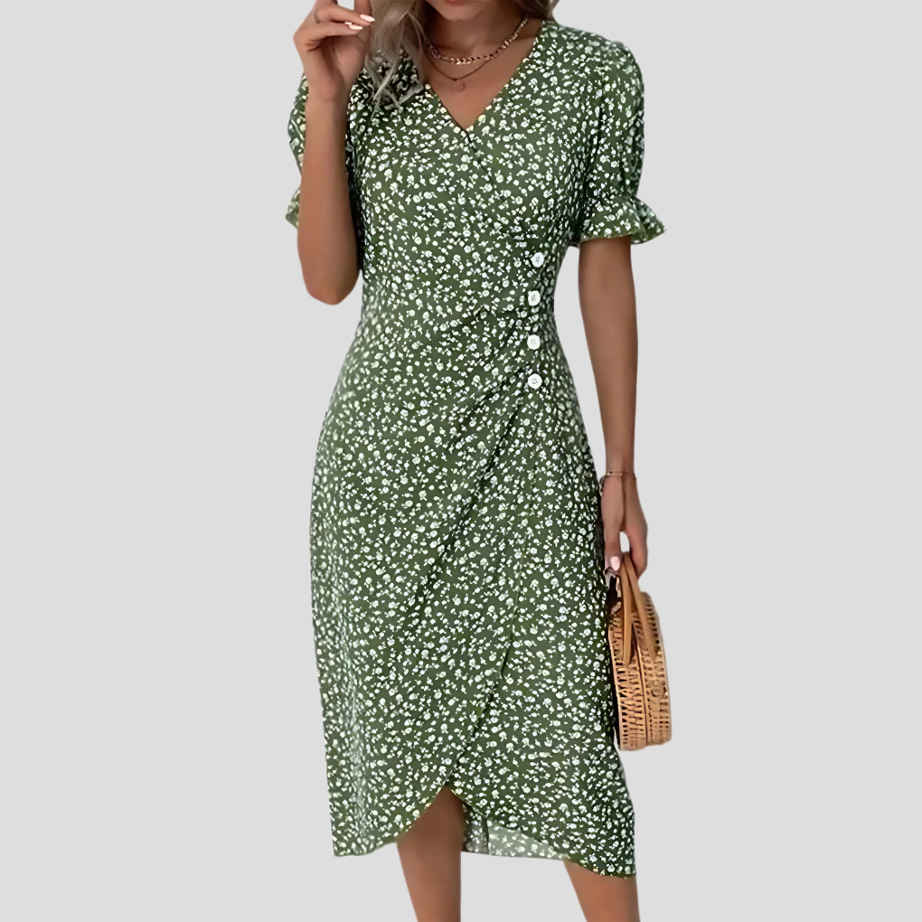 Women's Floral Wrap Midi Dress