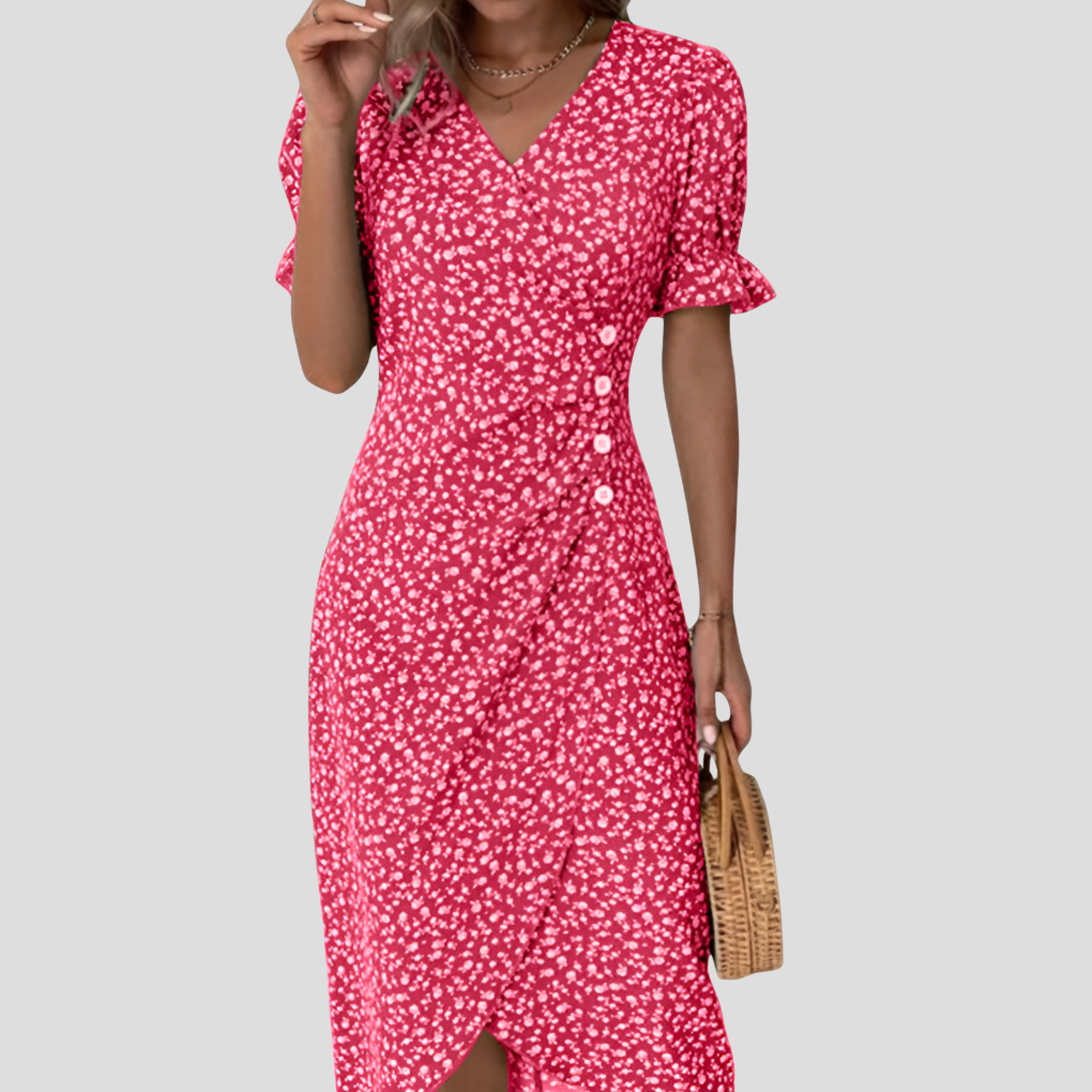 Women's Floral Wrap Midi Dress