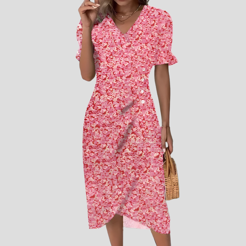Women's Floral Wrap Midi Dress