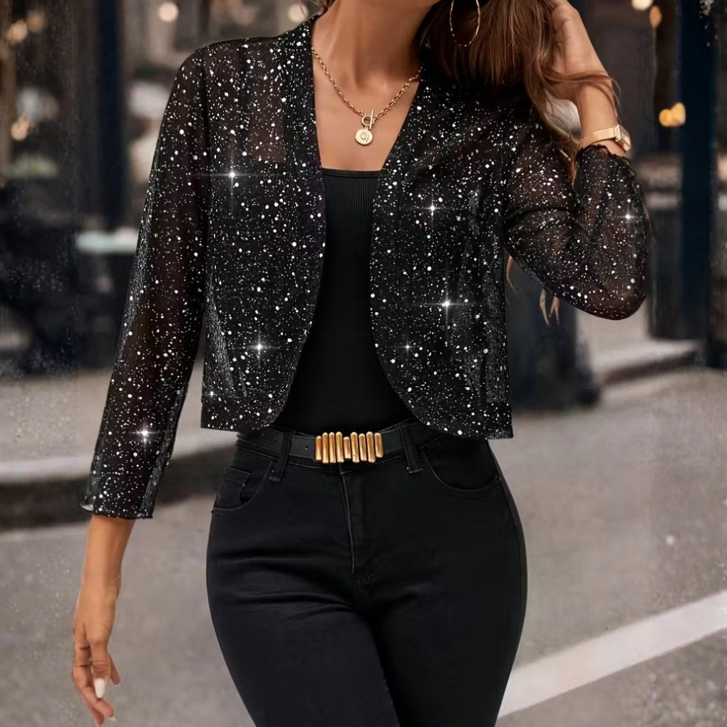 Women's Shimmer Open Front Bolero Cardigan