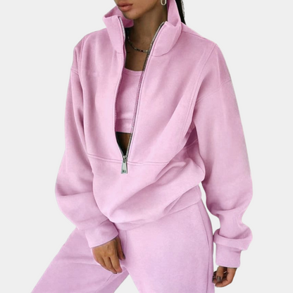 Women's Cozy Half-Zip Sweatshirt and Jogger Set